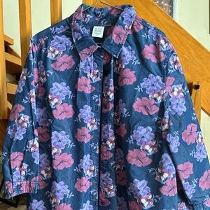 Blair Floral Shirt with Pink and Purple Accents XL